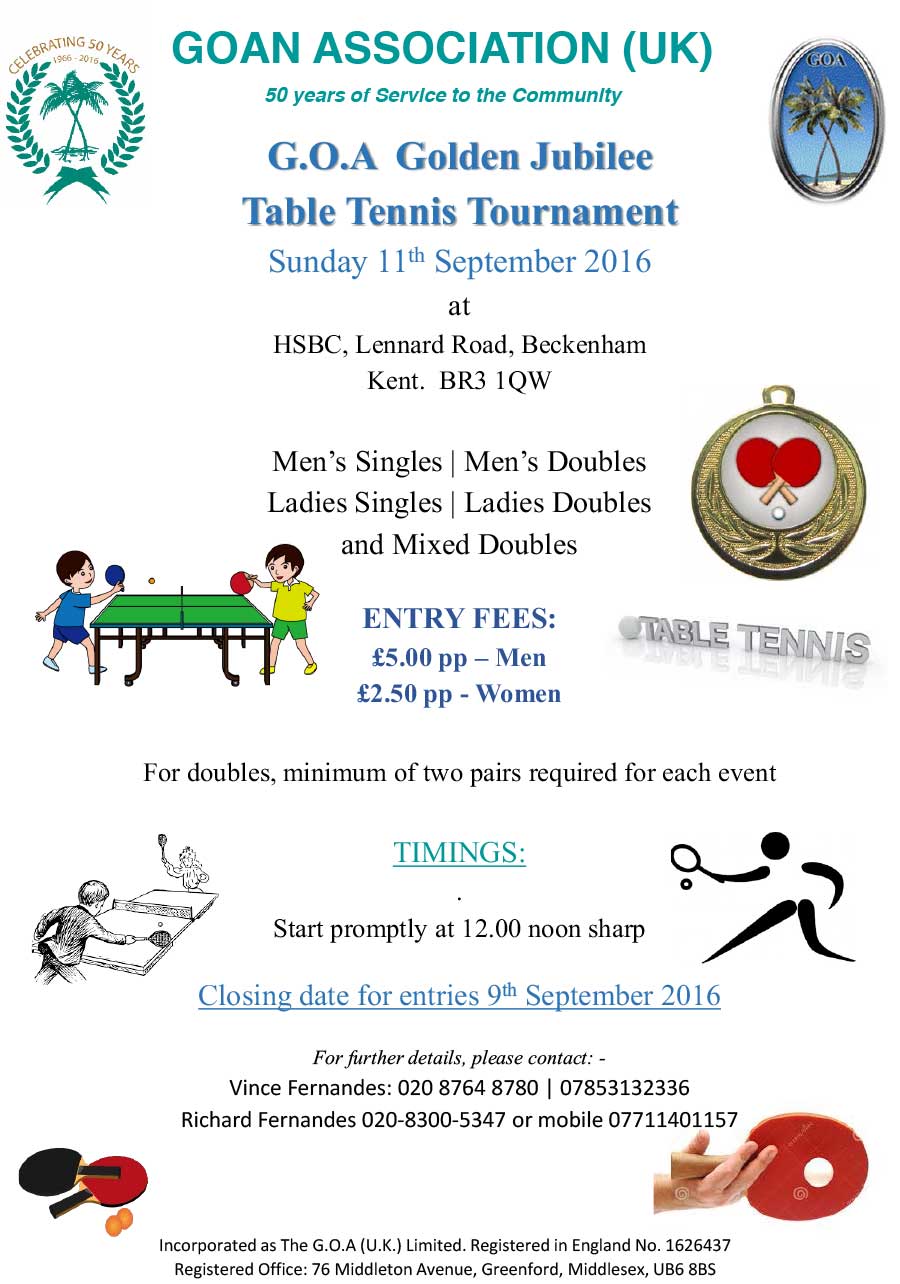 Goan Association table tennis competition 2016